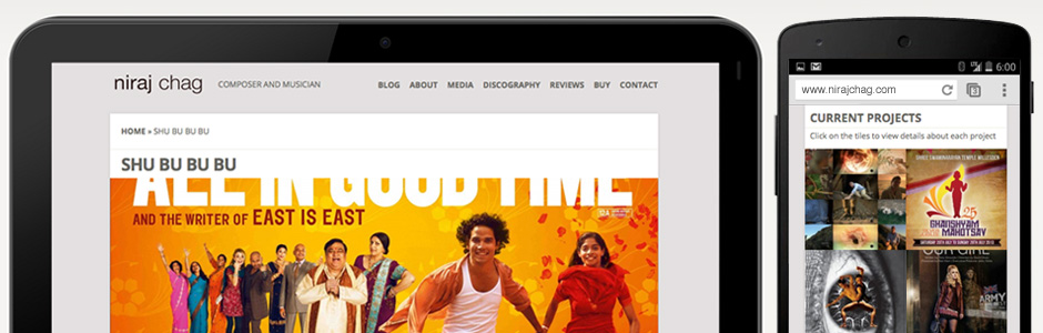 Niraj Chag website as displayed on tablet